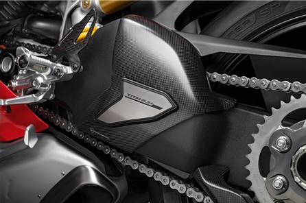 Carbon and titanium swinging arm cover