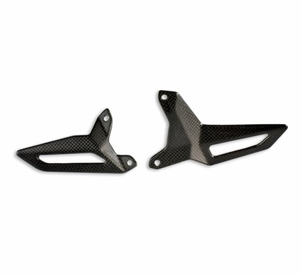 Carbon heel guards for rider footpegs